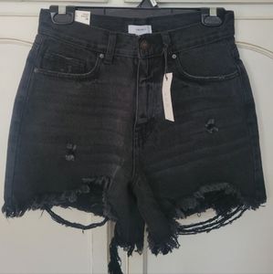 Black distressed high waisted jean shorts